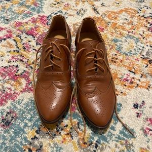 Brand new brown/caramel Oxford loafers. Mint condition. Women’s size 9 US/41 EU